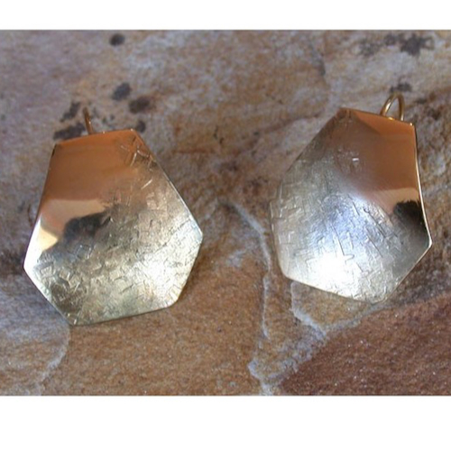 EC-183 Earrings Elongated Domed Hexagon $85 at Hunter Wolff Gallery